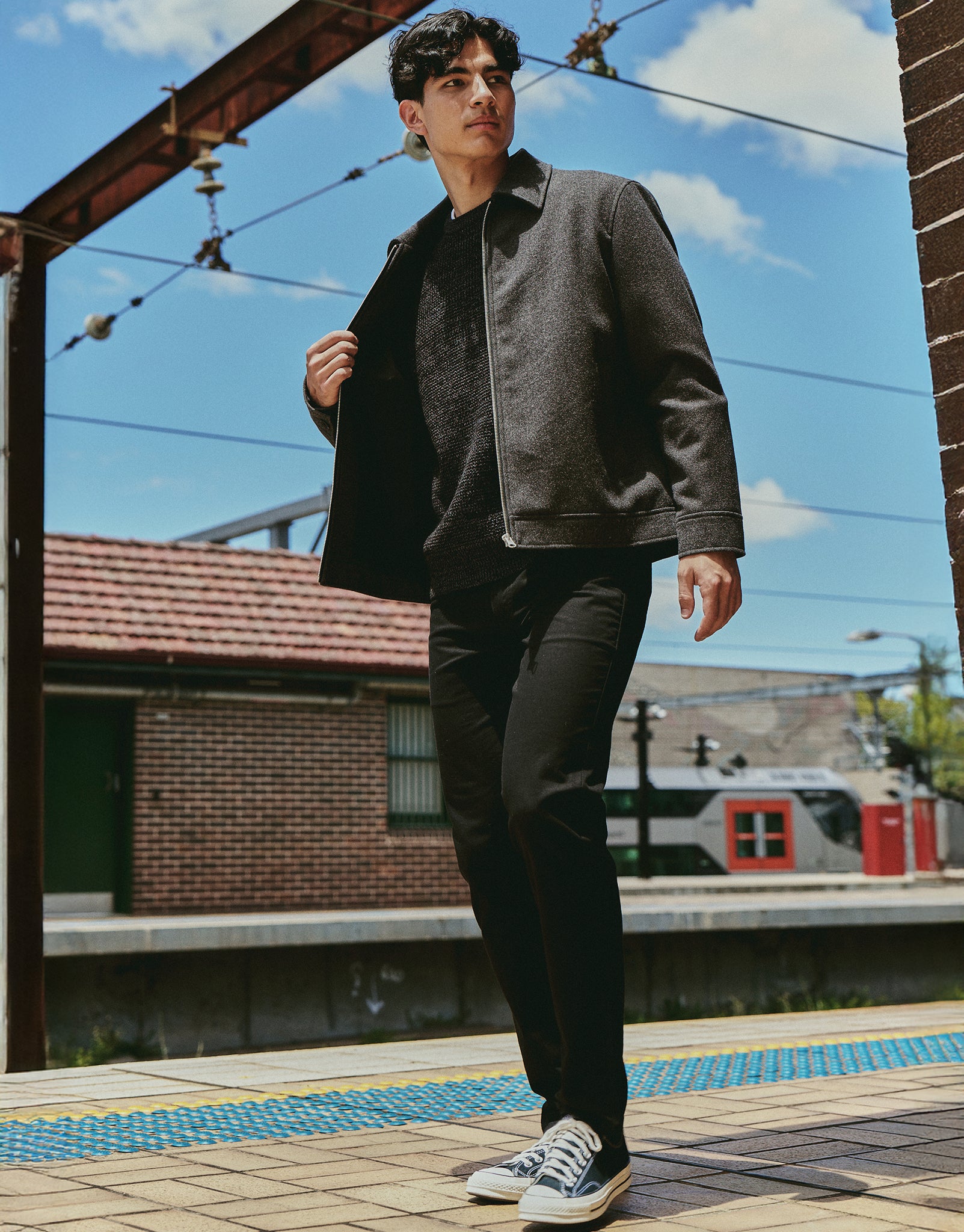 Melton Zip Through Jacket in Charcoal | Hallensteins NZ