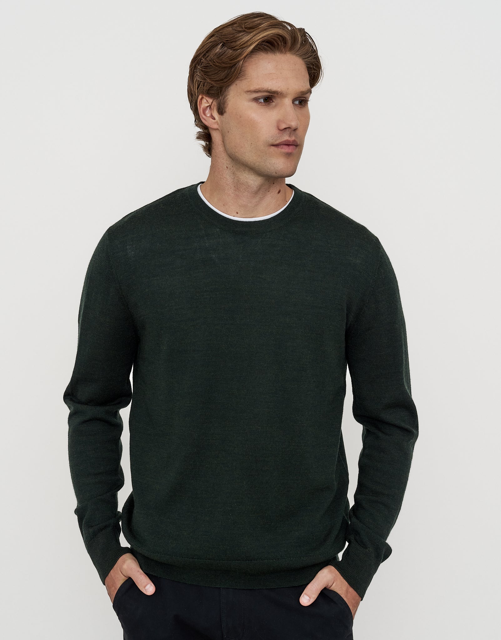 トップス Materialize Wear crew neck sweater 100% Merino Crew Neck Knit Jumper in Green | Hallensteins NZ