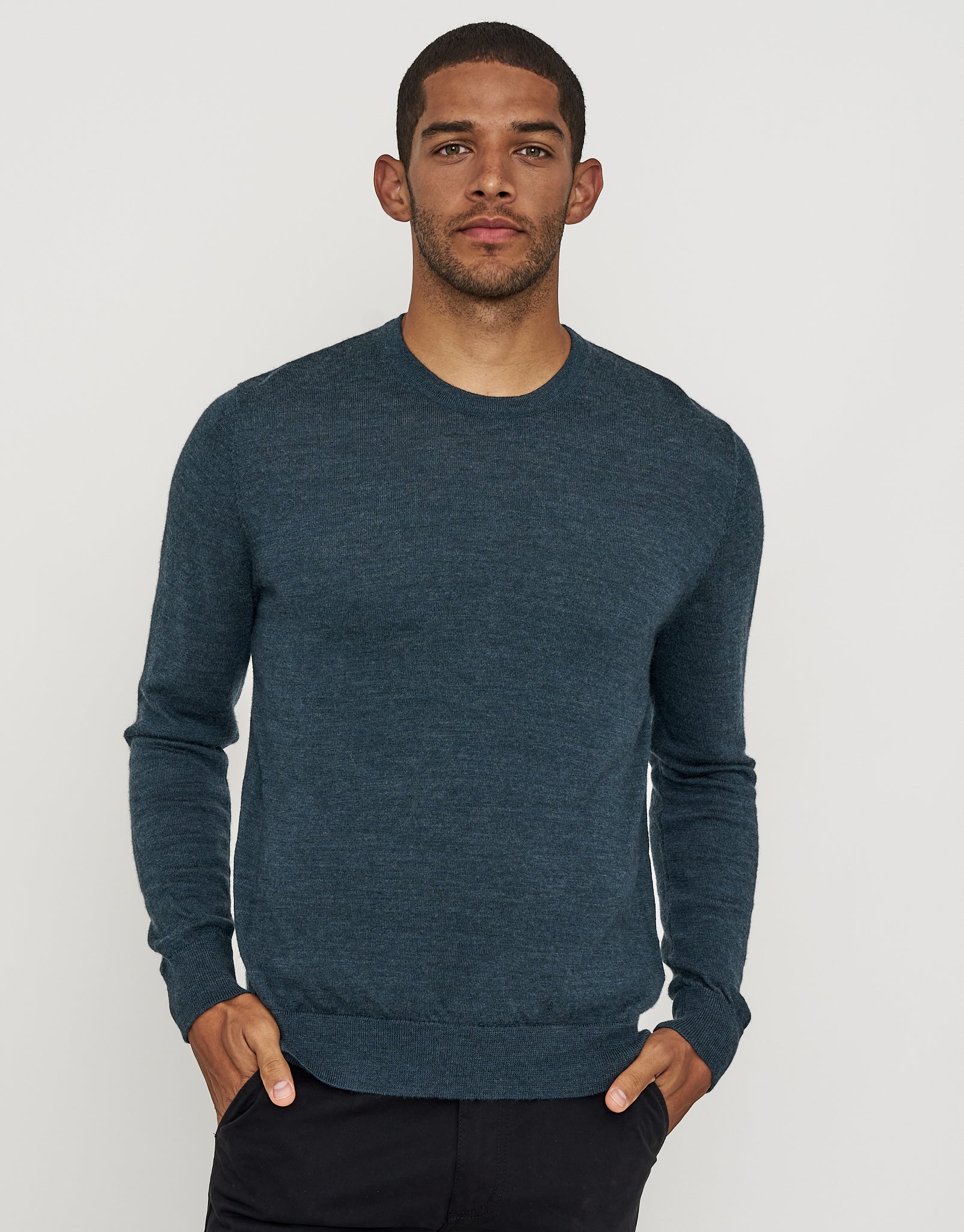 100% Wool Crew Neck Knit in Green | Hallensteins NZ