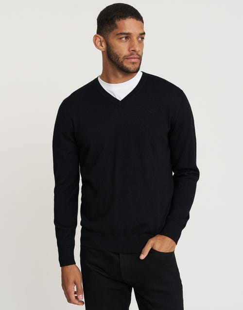 100% Merino V Neck Knit Jumper