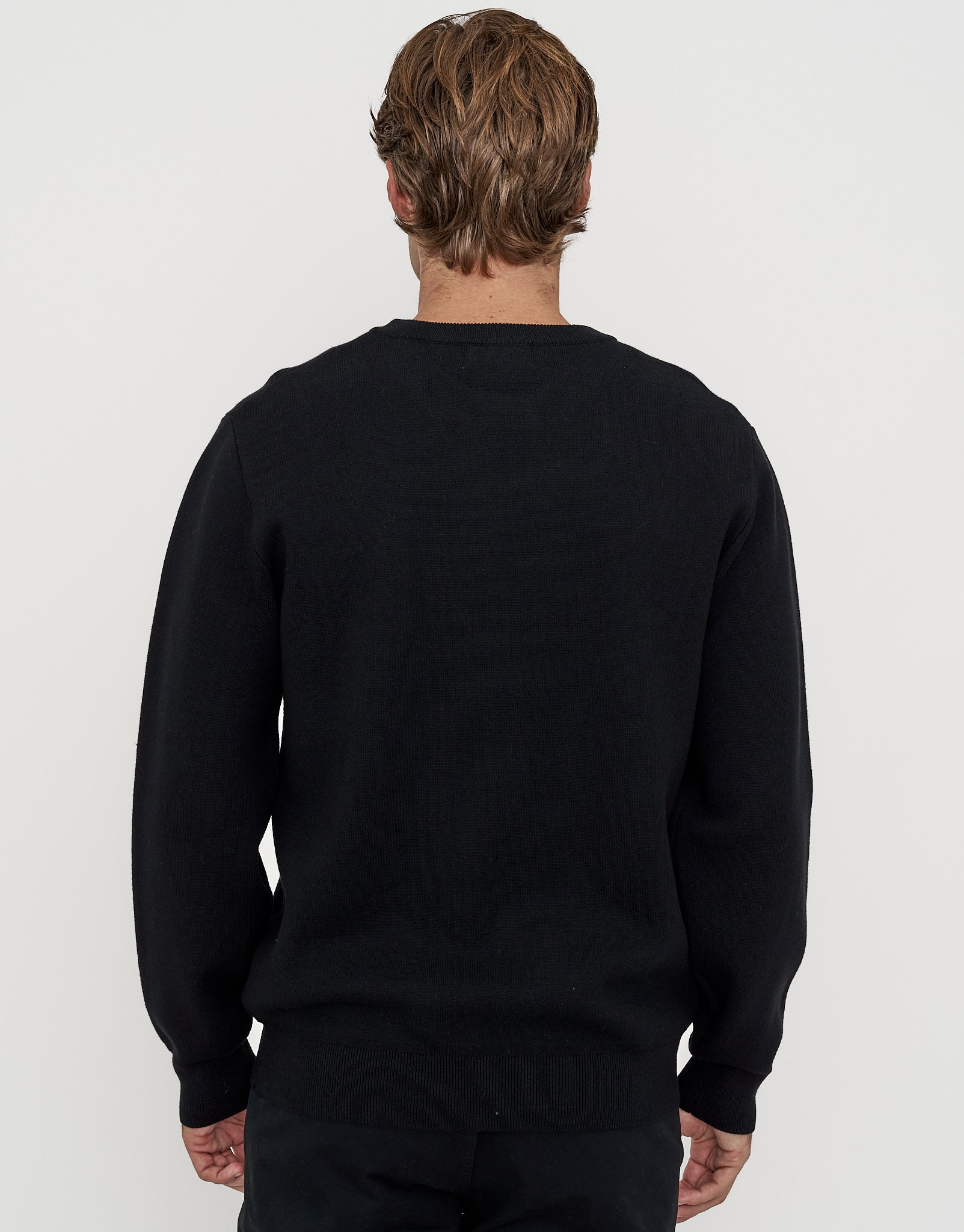 Milano Crew Neck Knit in Jet Black | Hallensteins AU
