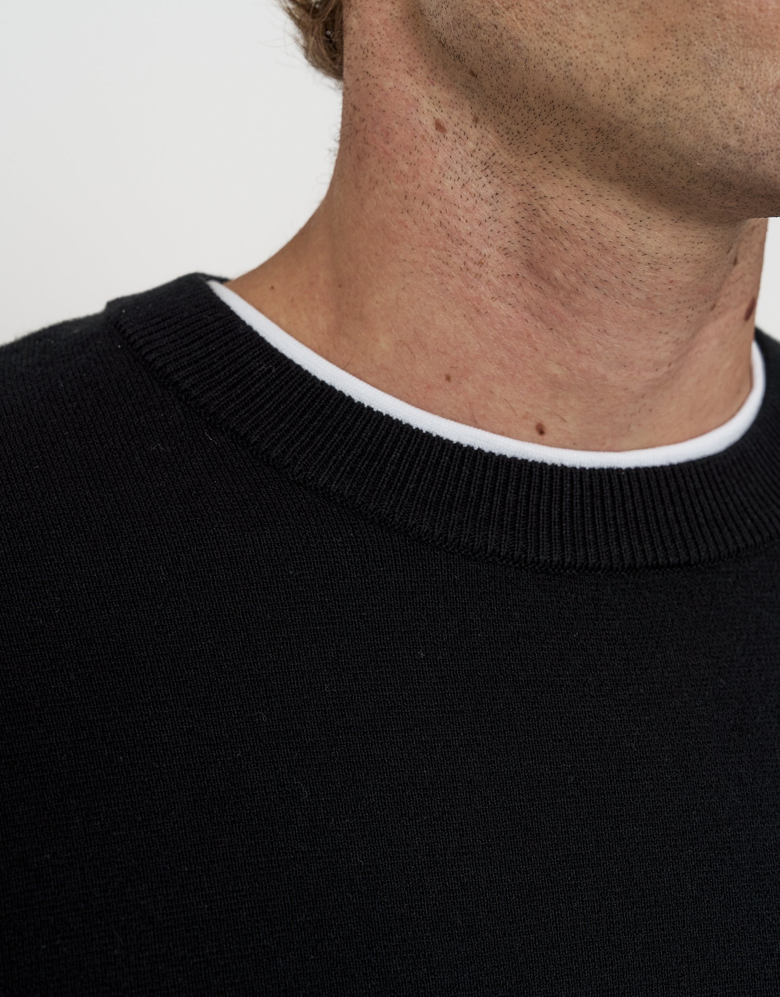 Milano Crew Neck Knit in Jet Black | Hallensteins AU