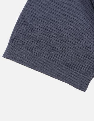 Millburn Knitted Short Sleeve Polo in Shadow Blue Back