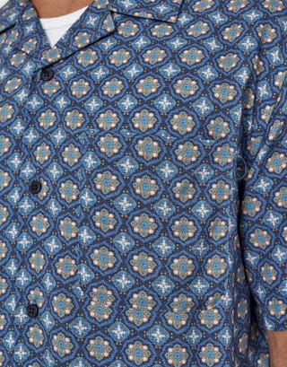 Mosaic Short Sleeve Shirt in Ombre Blue Detail2