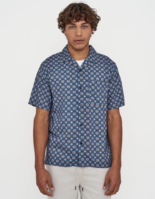 Mosaic Short Sleeve Shirt in Ombre Blue Detail3