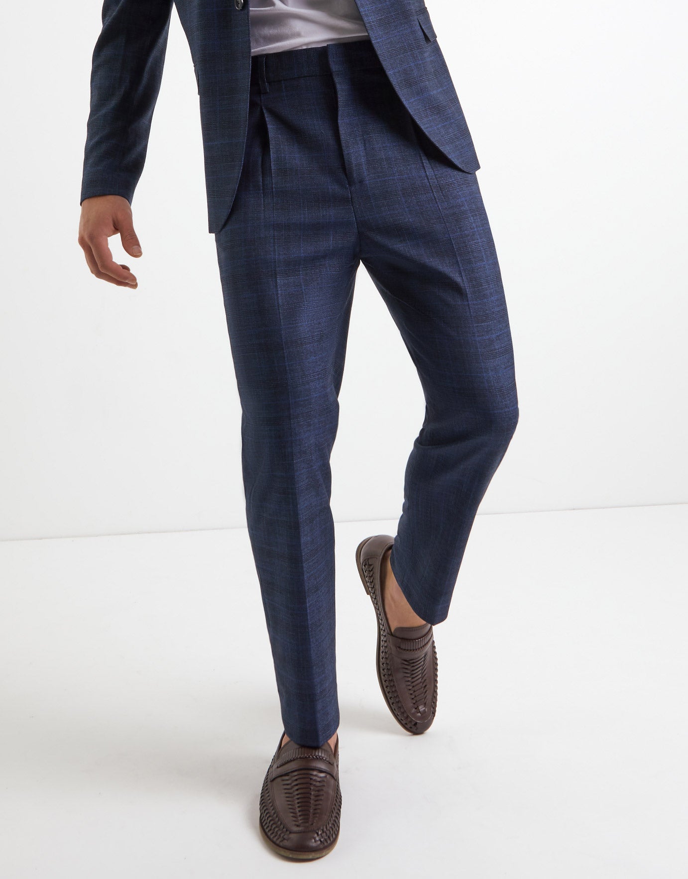 Soho Check Pattern Slim Suit Pants in 