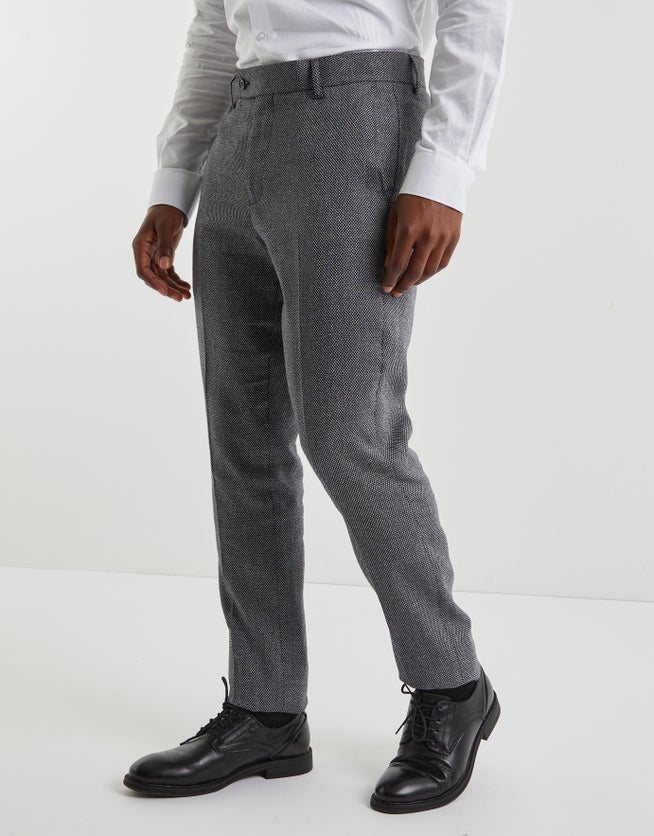 Textured Linen Blend Suit Pants in Navy | Hallensteins NZ