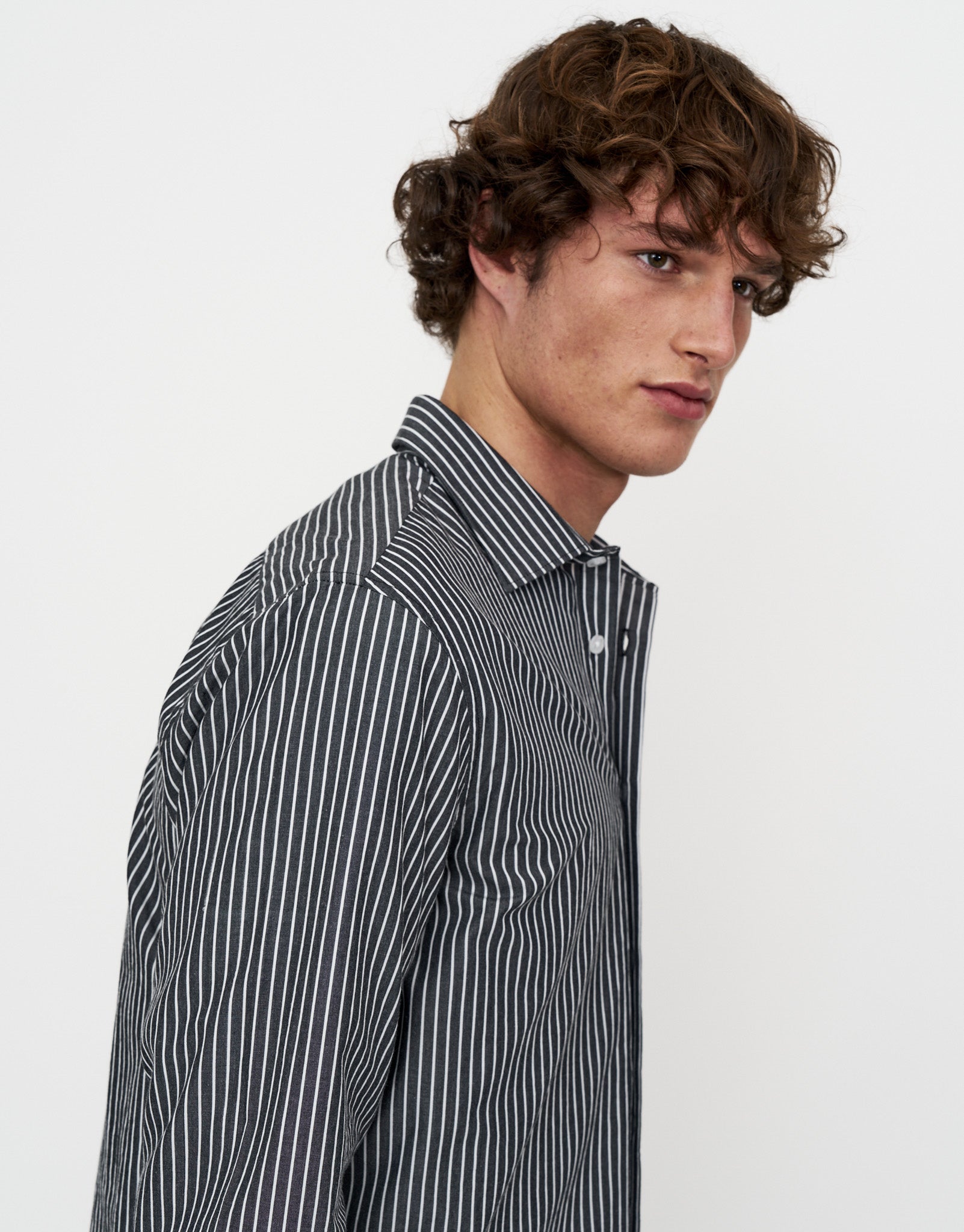 Oakshade Stripe Long Sleeve Shirt in Black | Hallensteins NZ