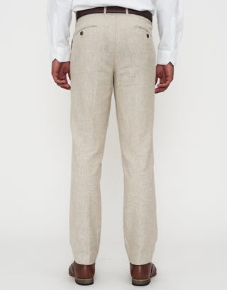 Linen Blend Slim Fit Suit Pants in Oat Back