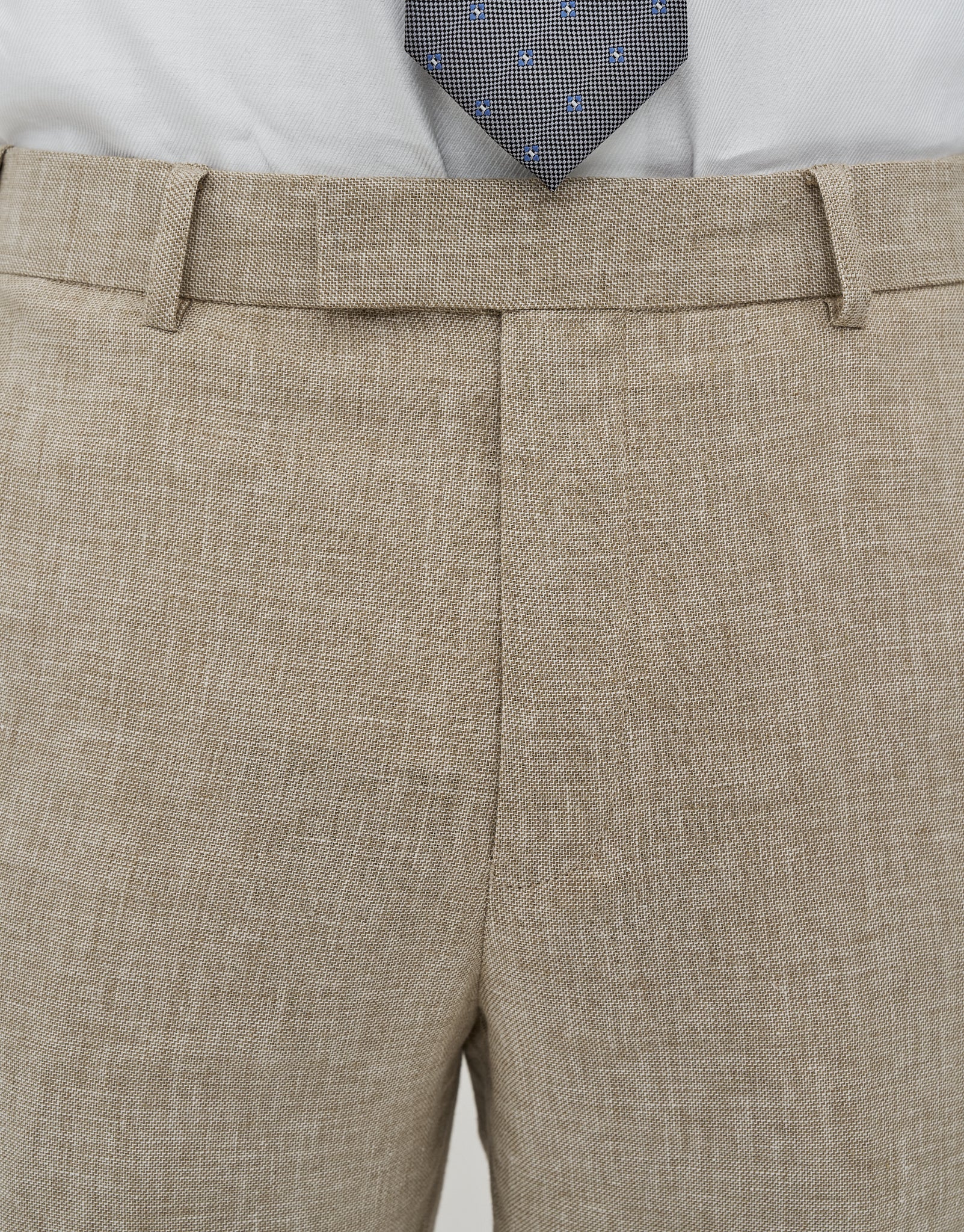 Linen Blend Slim Fit Suit Pants in Oat | Hallensteins NZ
