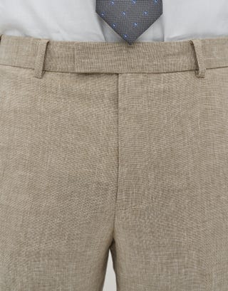 Linen Blend Slim Fit Suit Pants in Oat Detail3