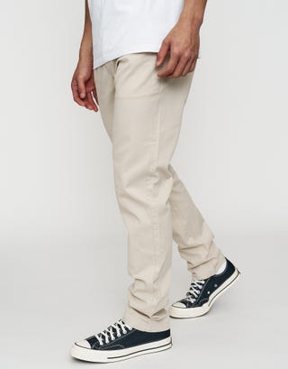Organic Tapered Fit Chinos in Stone 002 Detail2