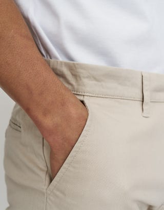 Organic Tapered Fit Chinos in Stone 002 Detail3