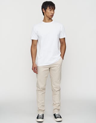 Organic Tapered Fit Chinos in Stone 002 Full