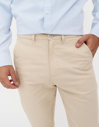 Organic Tapered Fit Chinos in Stone Detail