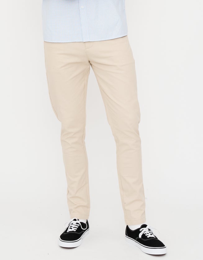 Organic Tapered Fit Chinos in Stone Hallensteins NZ
