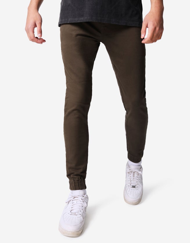 Organic Tapered Fit Jogger Pants in Green | Hallensteins US