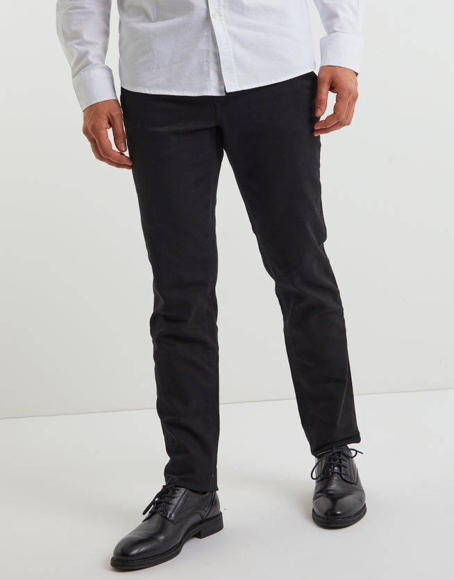 Organic Cotton Slim Fit Pants in Black Hallensteins NZ