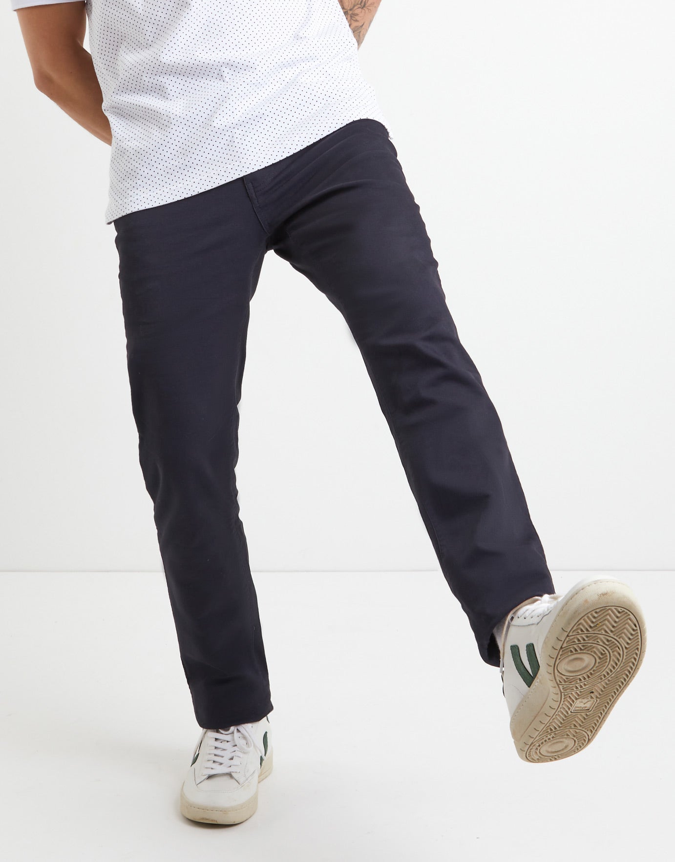 Organic Cotton Slim Fit Pants in Navy 