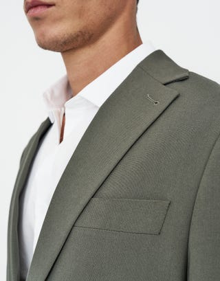 Olive Slim Fit Suit Jacket in Olive Detail2
