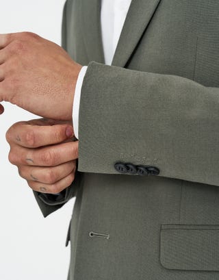Olive Slim Fit Suit Jacket in Olive Detail3