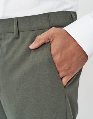 Olive Slim Fit Suit Pants in Olive Detail2