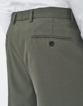 Olive Slim Fit Suit Pants in Olive Detail3
