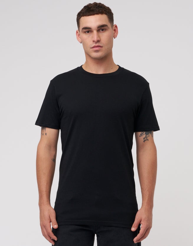 Organic Crew Neck Basic T Shirt in Black | Hallensteins NZ