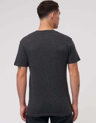 Plain Slim Fit T Shirt in Char Marl Back