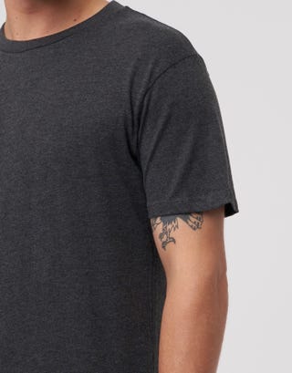 Plain Slim Fit T Shirt in Char Marl Detail
