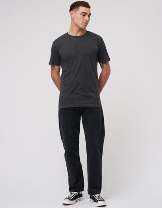 Plain Slim Fit T Shirt in Char Marl Full