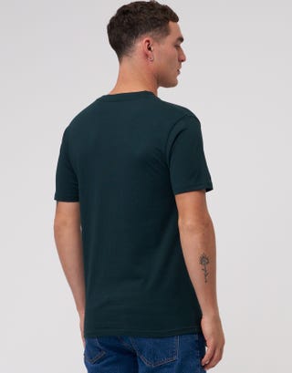 Plain Slim Fit T Shirt in Dark Green Back