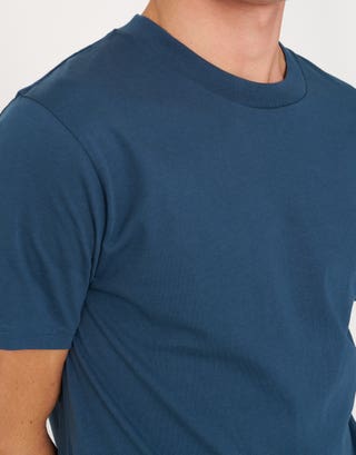 Plain Slim Fit T Shirt in Majolica Blue Detail