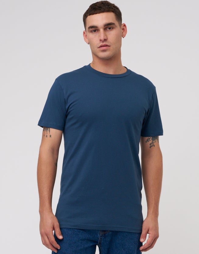Organic Crew Neck Basic T Shirt in Majolica Blue | Hallensteins NZ