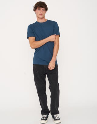 Plain Slim Fit T Shirt in Majolica Blue Full