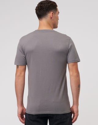 Plain Slim Fit T Shirt in Steel Grey Back
