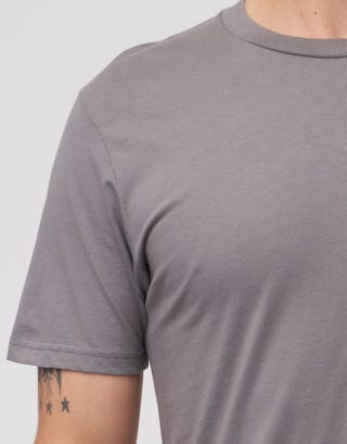 Plain Slim Fit T Shirt in Steel Grey Detail