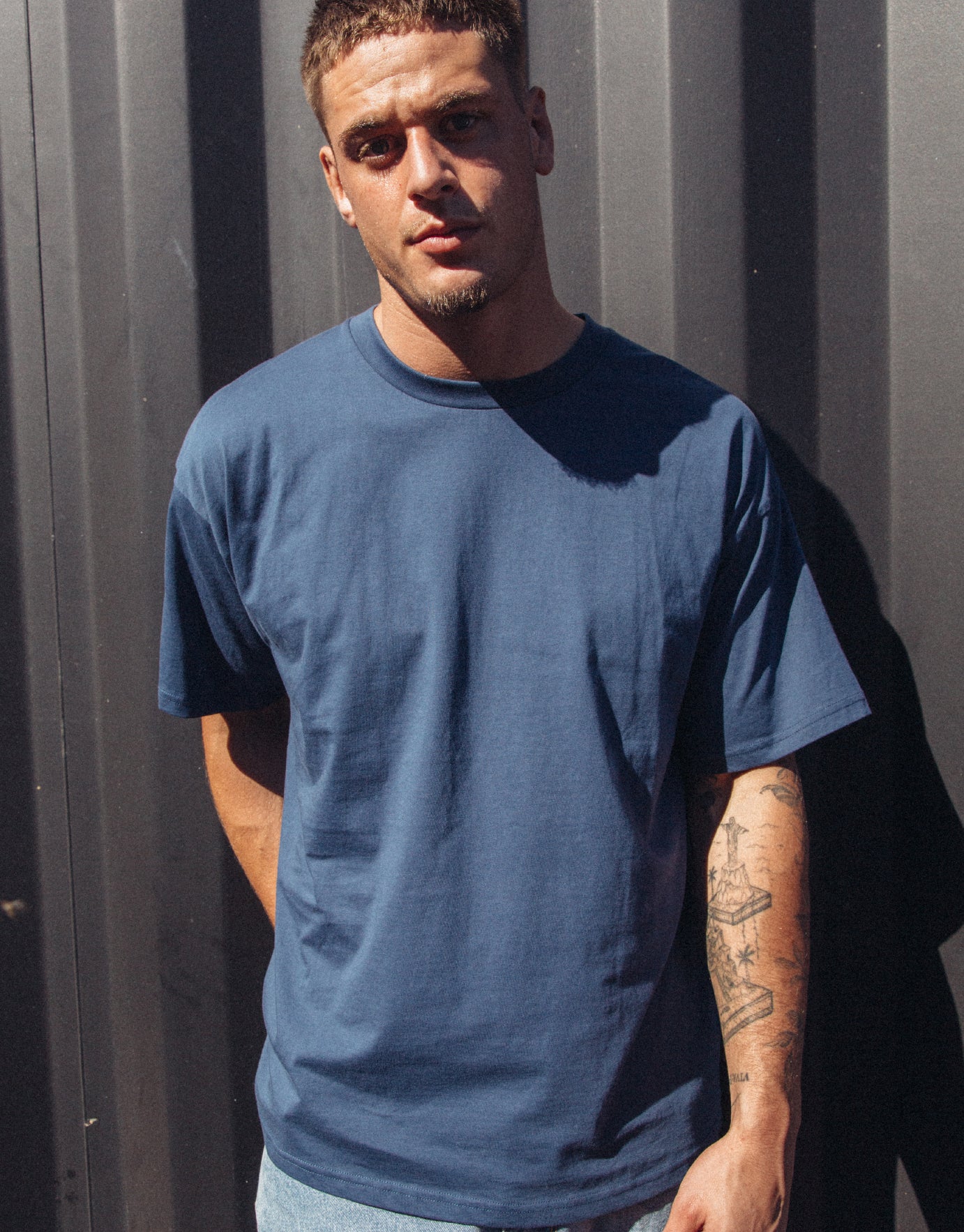 Organic Oversized Plain T Shirt in Navy 