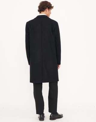 Wool Blend Overcoat in Black Back
