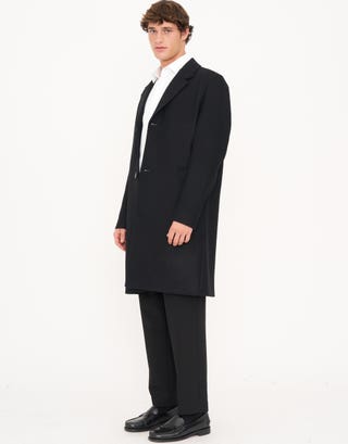 Wool Blend Overcoat in Black Detail2