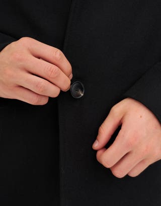 Wool Blend Overcoat in Black Detail3