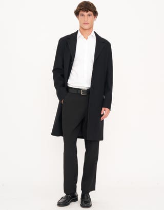 Wool Blend Overcoat in Black Full