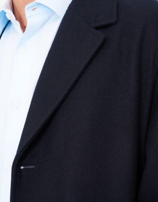 Wool Blend Overcoat in Navy Detail3