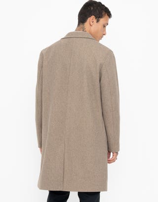 Wool Blend Overcoat in Tan Back
