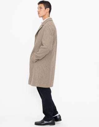 Wool Blend Overcoat in Tan Detail2