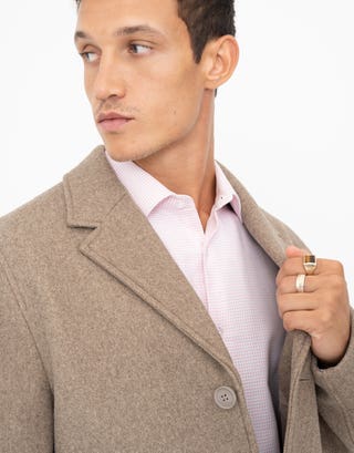 Wool Blend Overcoat in Tan Detail3