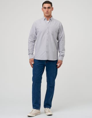 Oxford Long Sleeve Shirt in Grey Full