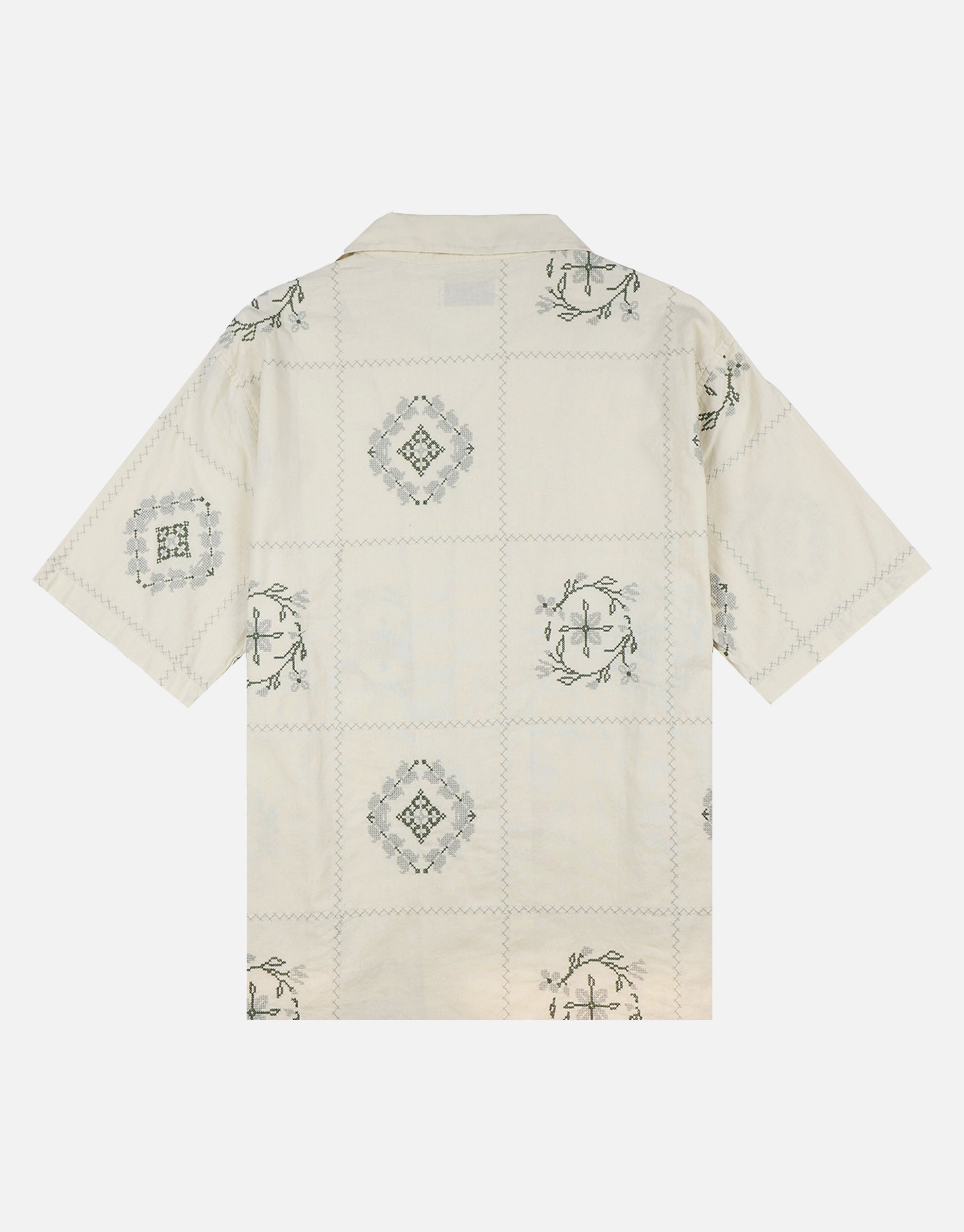 Palma Embroidered Short Sleeve Shirt in Oat | Hallensteins NZ