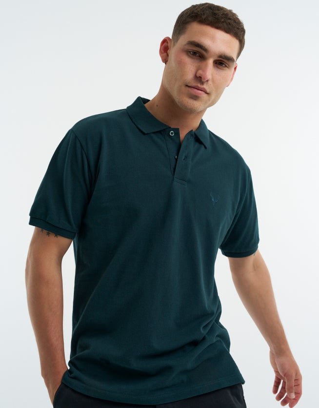 Pique Short Sleeve Polo Shirt in Green | Hallensteins NZ