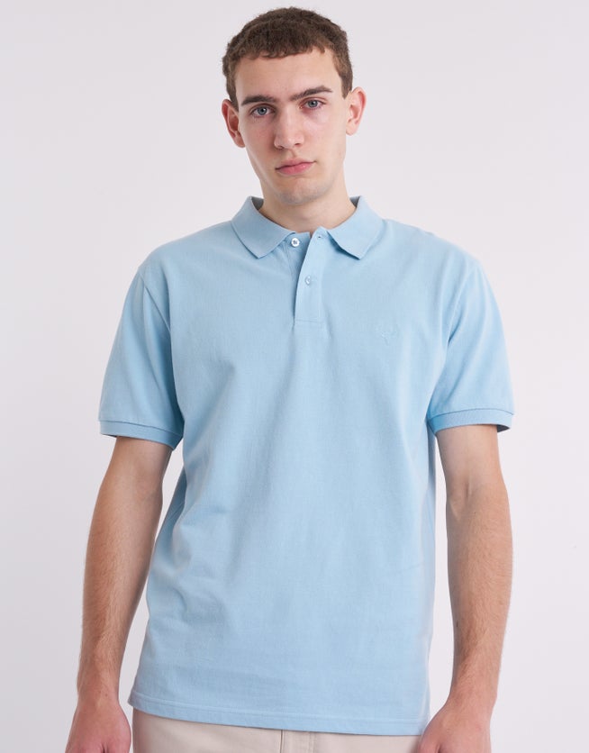 Pique Short Sleeve Polo Shirt in Light Blue | Hallensteins NZ